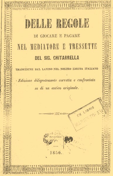 Chitarrella, Copertina del Delle Regole, Portoferraio 1850